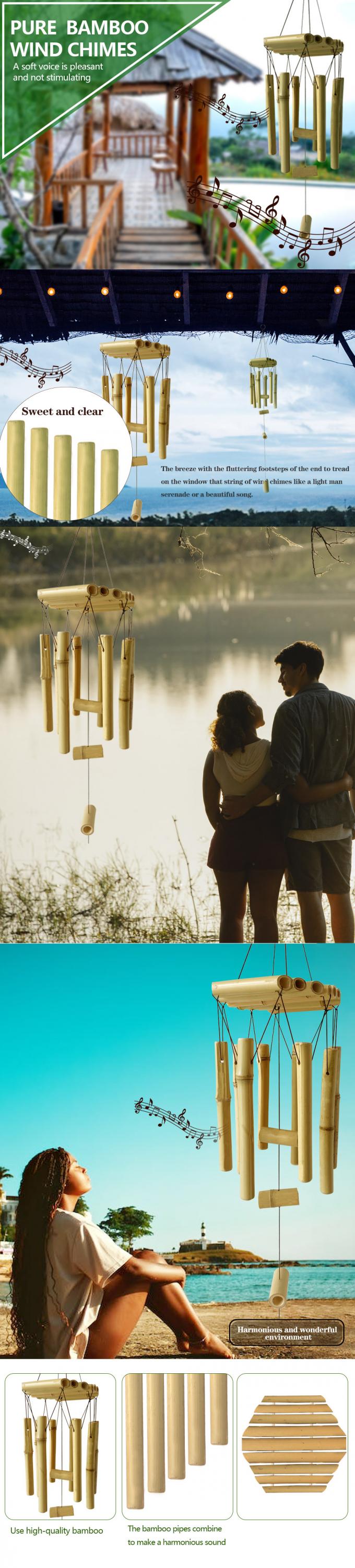 Bambus-Windschläger mit erstaunlich tiefem Ton für Garten Terrasse Zuhause oder Außendekor 1