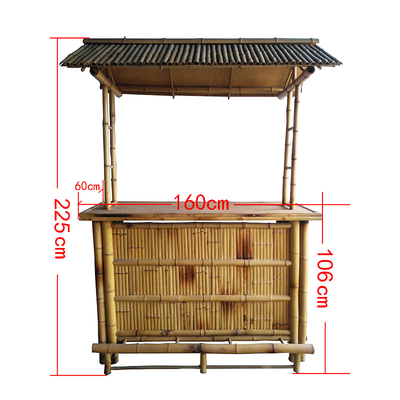 220 cm Höhen-Bambus Tiki Bar With Roof 4 Stück-Bambusbarhocker