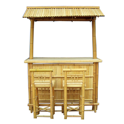 Commercial Outdoor Bambus Tiki Bar Kits mit Dach und Flaschenregal Trinken, Bambus Stühle mit Rückenstütze
