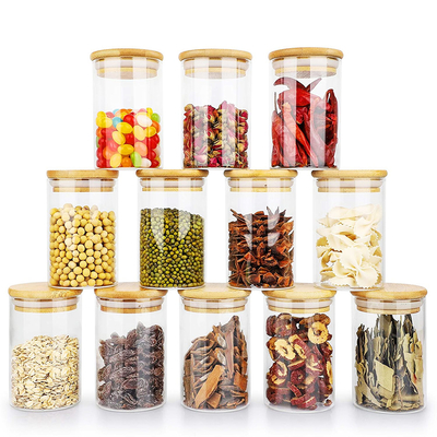 Nahrungsmittelspeicher-Glas mit Bambusdeckel für Süßigkeit, Plätzchen, Reis, Zucker, Mehl, Teigwaren, Nüsse
