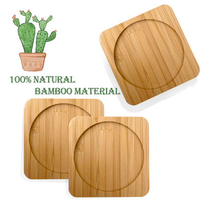 Bambusküstenmotorschiffe die 6 Satz-9cm formen um Laser Logo Bar Home Cup Coasters