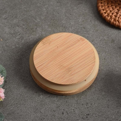 8.5cm Bambusdeckel lecken Beweis-Kerzen-Gläser mit buntem Silikon Ring Size Customized