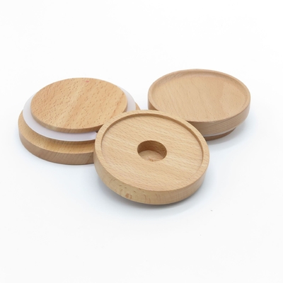 Silikon-Ring Bamboo Jar Lid Storage-Glas-Kerze rütteln luftdichte Bambusdeckel