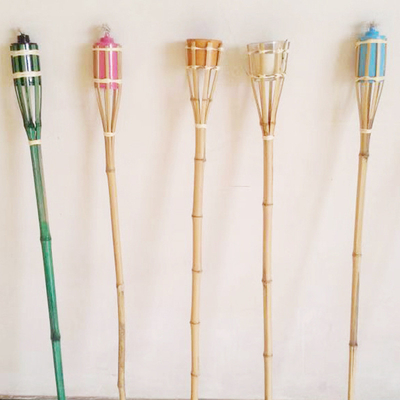 Yard-Garten-Bambus-Tiki Torch With Refillable Replacement-Öl-Kanister im Freien