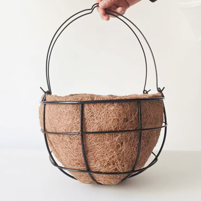 Garten-Dekorations-Metallhängender Pflanzer-Korb mit Coco-Coir-Coco-Zwischenlage