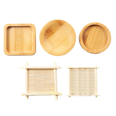 Kaffee-Tray Squares /Round Öko-Satz der kundenspezifischen Bambusküstenmotorschiffe umweltfreundliche ursprüngliche hölzerne Bambusmatte