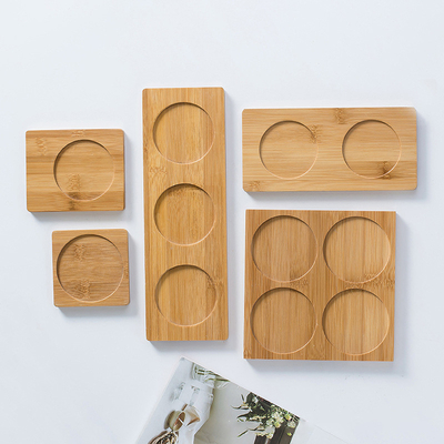 Kaffee-Tray Squares /Round Öko-Satz der kundenspezifischen Bambusküstenmotorschiffe umweltfreundliche ursprüngliche hölzerne Bambusmatte