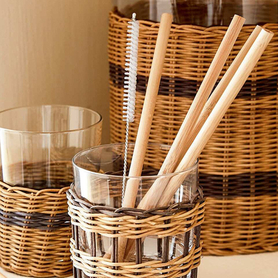 Wiederverwendbares natürliches trinkendes BambusStraw With Customized Laser Label zeichnen biologisch abbaubares auf