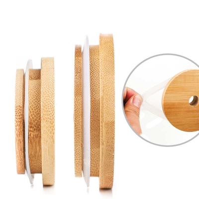 Regelmäßige Bambusglas-Deckel Mund-Mason Jars 70mm mit Straw Hole Reusable Jar Lids