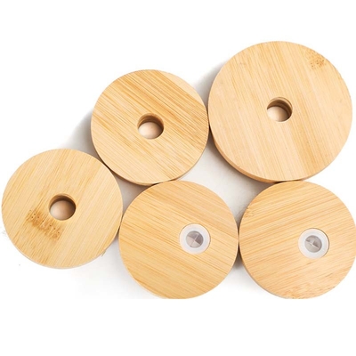 Regelmäßige Bambusglas-Deckel Mund-Mason Jars 70mm mit Straw Hole Reusable Jar Lids