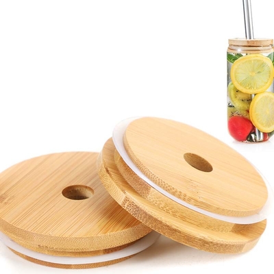 Silikon-Kreis-Bambusglas-Deckel Leafproof für Glasspeicherglas-Nahrungsmittelglas-Küchen-Deckel
