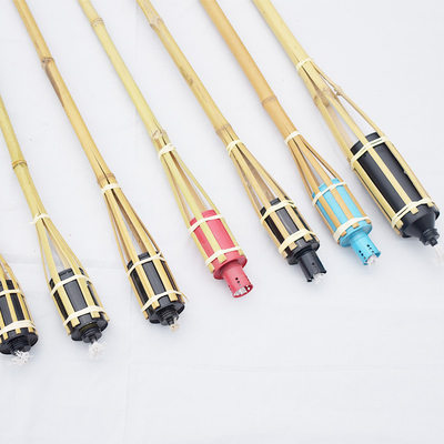 Halloween-Dekorations-Bambus-Tiki Torches With Refillable Weaving-Metallöl-Kanister