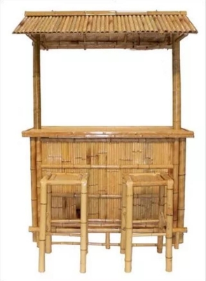 Bamboo Beach Tiki Bar mit Flaschenregal Trinkstühle aus Bambus mit Rückenstütze