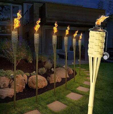 Natürliche Bambusfackel für Outdoor-Camping, Gartenparty-Dekoration, handgefertigte umweltfreundliche Feuerfackel